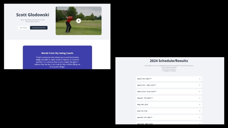 Two screenshots of the ScottGlodowski.com website